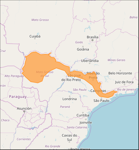 Mapa das áreas com previsão de tempestades nesta 6ª feira / SP e MS - Fonte: Inmet