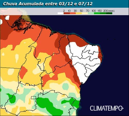 Climatempo - chuvas entre 3 a 7 de dezembro