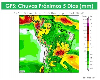 Chuvas nos próximos cinco dias - Ag Resource - 27 de outubro