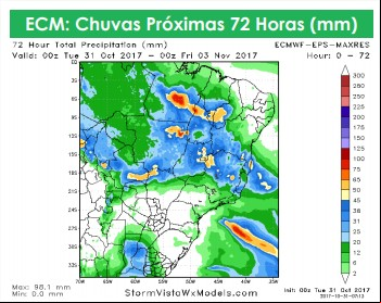 Chuvas nas próximas 72 horas - AgResource -1 de novembro