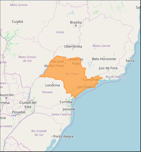 Mapa das áreas com alerta de declínio de temperatura nesta 3ª - Fonte: Inmet