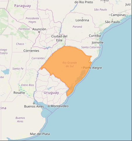 Mapa das áreas com alerta de tempestade nesta 4ª feira - Fonte: Inmet