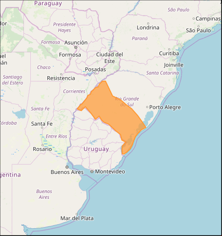 Mapa das áreas com alerta de tempestade nesta 2ª feira - Fonte: Inmet