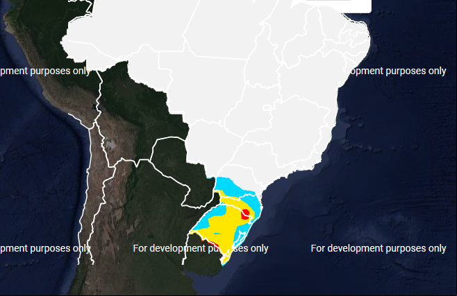 Mapa com a previsão de geada para quarta-feira (26) - Fonte: Inmet